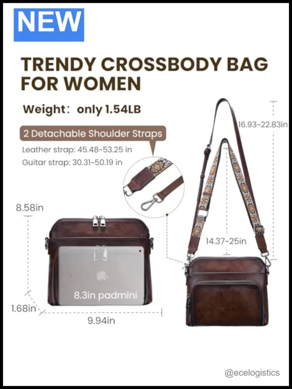 Genuine Leather Crossbody Bag for Women Convertible Shoulder Purse with RFID